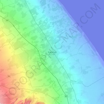 Khachmaz topographic map, elevation, terrain