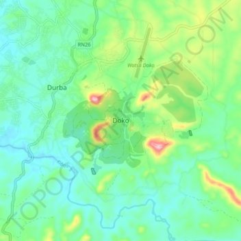 Doko topographic map, elevation, terrain