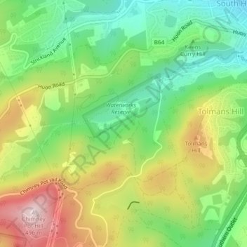 Waterworks Reserve topographic map, elevation, terrain