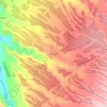 Pongol topographic map, elevation, terrain
