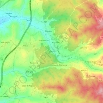 Arneiro topographic map, elevation, terrain