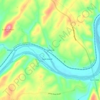 Gladstone topographic map, elevation, terrain