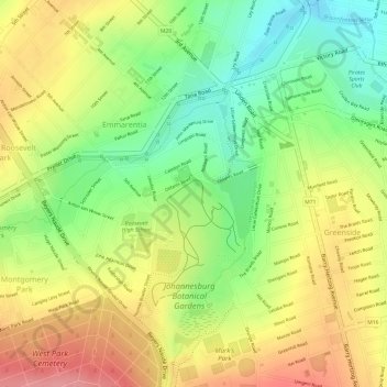 Rose Gardens topographic map, elevation, terrain