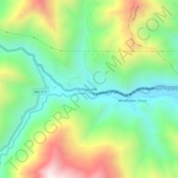 Huacalle topographic map, elevation, terrain