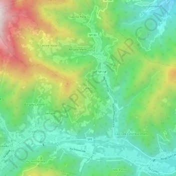 Castello topographic map, elevation, terrain