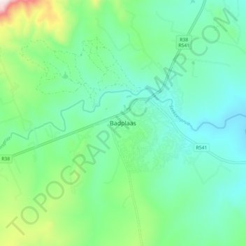 Badplaas topographic map, elevation, terrain