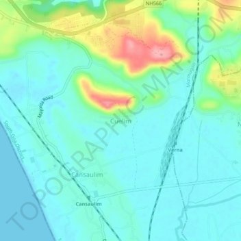 Cuelim topographic map, elevation, terrain
