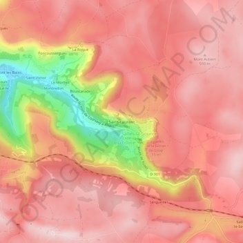 Saint-Laurent topographic map, elevation, terrain
