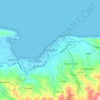 Petit-Goâve topographic map, elevation, terrain
