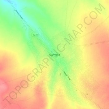 Ganyesa topographic map, elevation, terrain