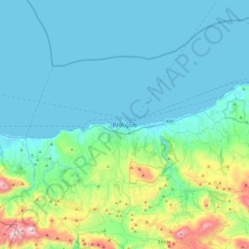 Rethymnon topographic map, elevation, terrain