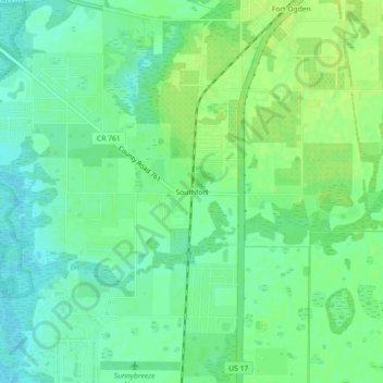 Southfort topographic map, elevation, terrain