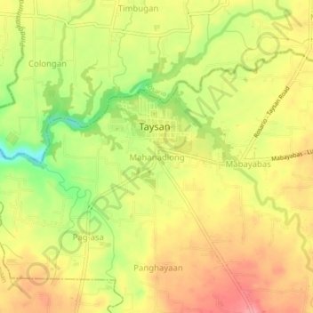 Mahanadiong topographic map, elevation, terrain
