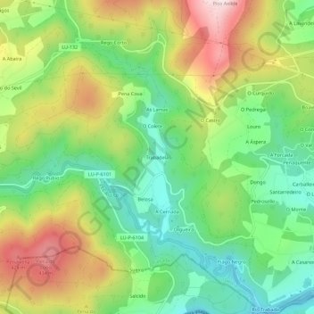 Trabadela topographic map, elevation, terrain