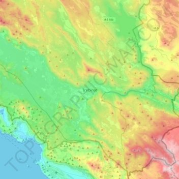 Trebinje topographic map, elevation, terrain