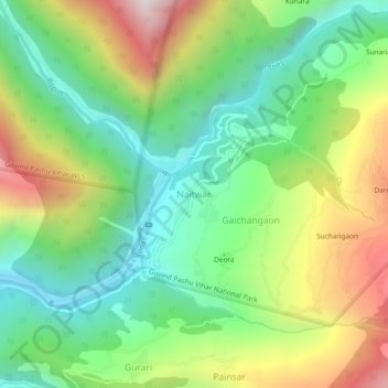 Naitwar topographic map, elevation, terrain