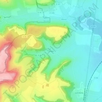 Prangey topographic map, elevation, terrain