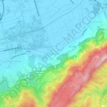 Algezares topographic map, elevation, terrain