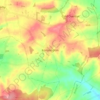 Knossington topographic map, elevation, terrain