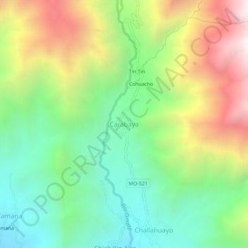 Carabaya topographic map, elevation, terrain