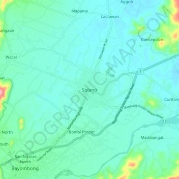 Solano topographic map, elevation, terrain