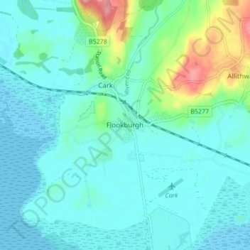 Flookburgh topographic map, elevation, terrain