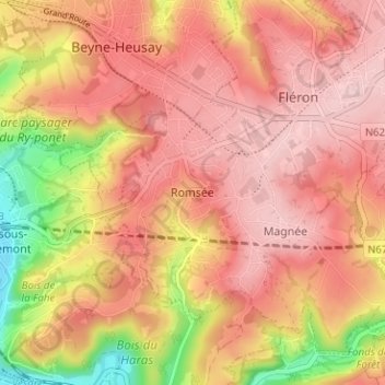 Romsée topographic map, elevation, terrain