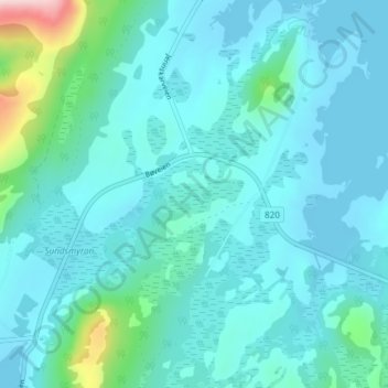 Vesterålen topographic map, elevation, terrain
