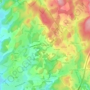 Saint-Dézery topographic map, elevation, terrain