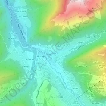 La Glière topographic map, elevation, terrain