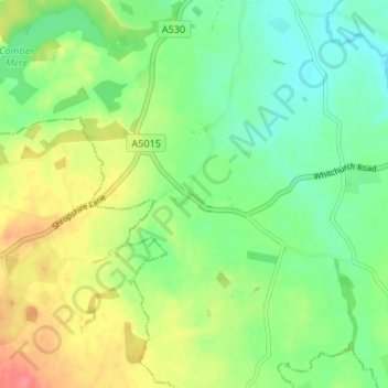 Burleydam topographic map, elevation, terrain