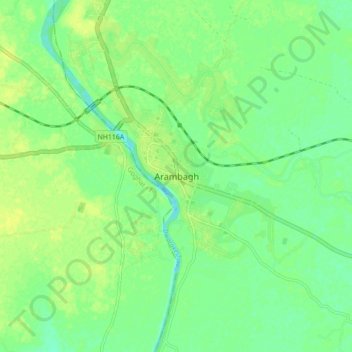 Arambagh topographic map, elevation, terrain