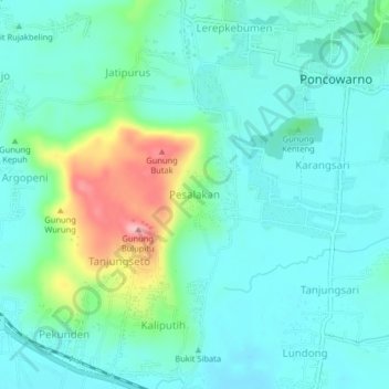 Pesalakan topographic map, elevation, terrain