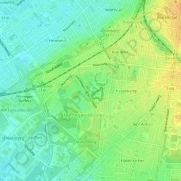 Natuurtuin Goffert topographic map, elevation, terrain