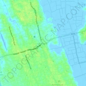 Kanjany topographic map, elevation, terrain
