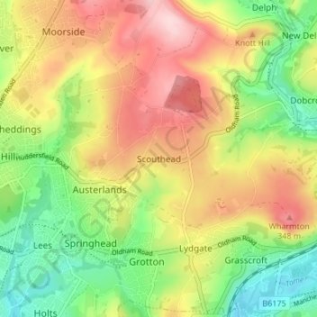 Scouthead topographic map, elevation, terrain