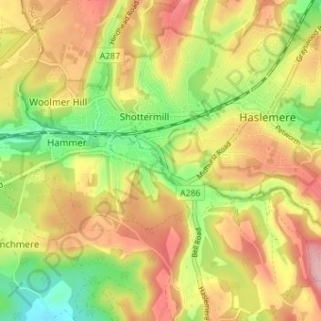 Camelsdale topographic map, elevation, terrain