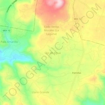 Ojo de Agua topographic map, elevation, terrain