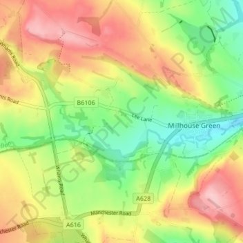 Catshaw topographic map, elevation, terrain