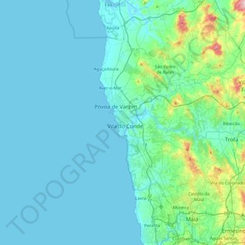 Vila do Conde topographic map, elevation, terrain