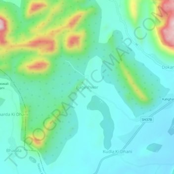 Bageshwar topographic map, elevation, terrain
