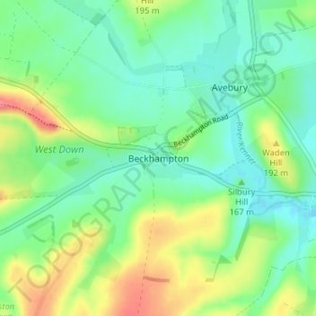 Beckhampton topographic map, elevation, terrain