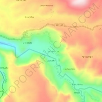 Occobamba topographic map, elevation, terrain