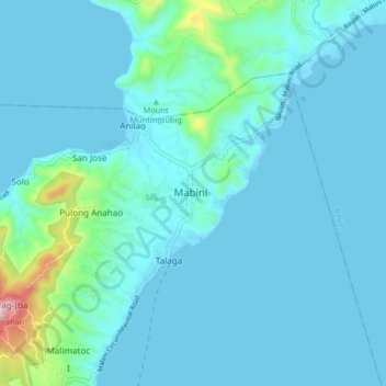 Mabini topographic map, elevation, terrain