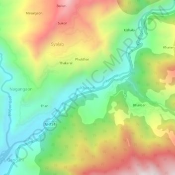 Kharadi topographic map, elevation, terrain