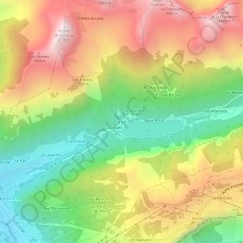 Le Lac topographic map, elevation, terrain