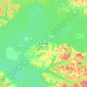 Boende topographic map, elevation, terrain