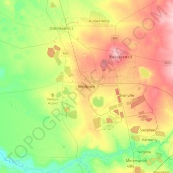 Welkom topographic map, elevation, terrain