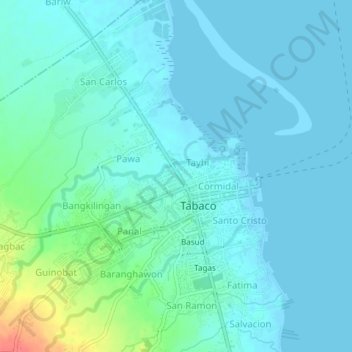 Bombon topographic map, elevation, terrain