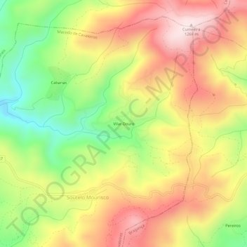 Vilar Douro topographic map, elevation, terrain